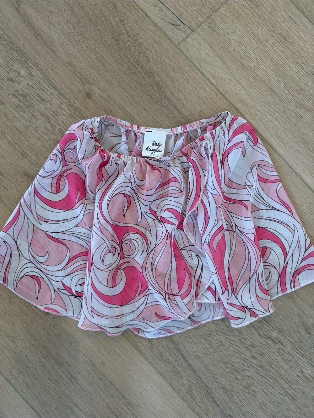 Body Wrappers Pink Swirl Chiffon Skater Skirt